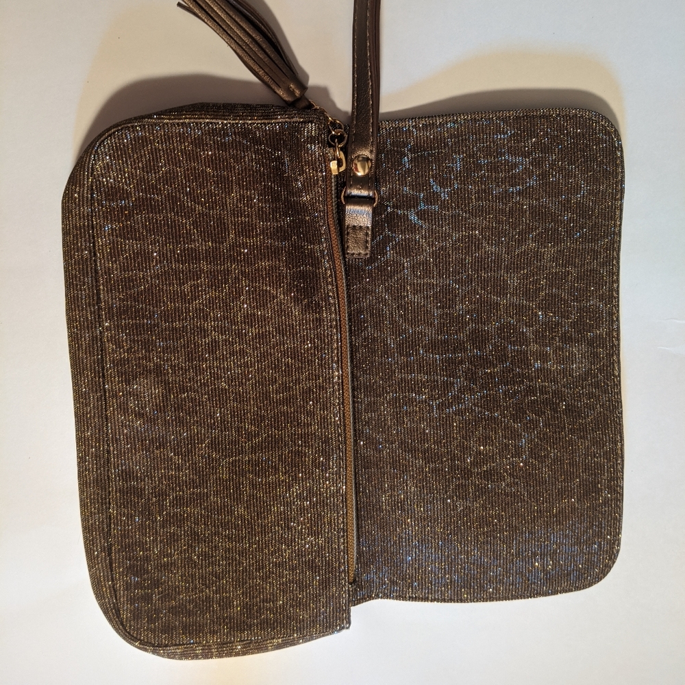 Harold's leopard print glitter clutch